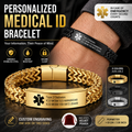 Personalized Emergency Bracelets for Women Men Custom Engraved Medical Alert Information Stainless Steel Medical ID Bracelets