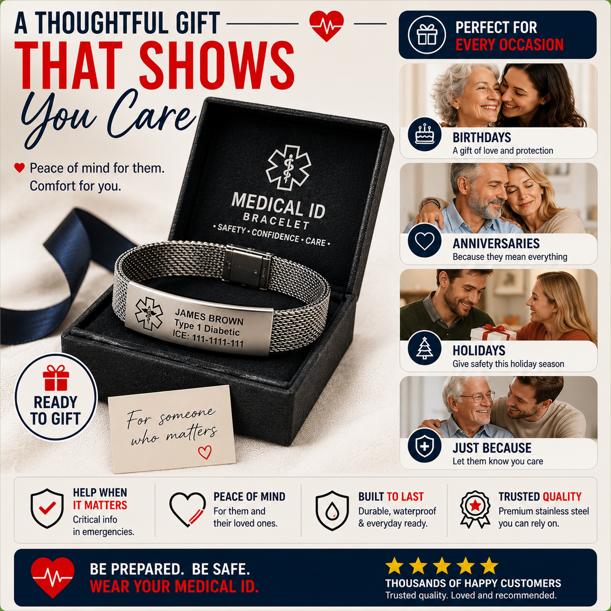 Personalized Medical Alert ID Bracelet