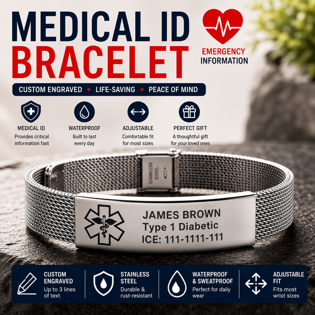 Personalized Medical Alert ID Bracelet