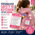 Personalized Autism Safety ID Keychain for Kids | Custom Nonverbal Medical ID Tag | Emergency Contact Backpack Tag