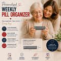 Personalized Weekly Pill Organizer, Custom Pill Box with Name, 7 Day Medication Organizer, Travel Pill Case, Gift for Mom Dad, Senior Medicine Box