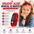 Kids Epilepsy Medical ID Bracelet | Personalized Seizure Alert Bracelet | Custom Engraved Silicone Medical Alert Wristband | Emergency ID for Children