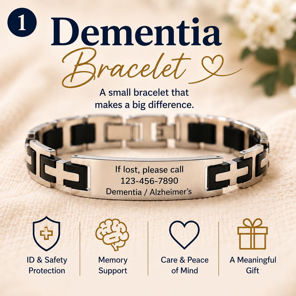 Personalized Medical ID Bracelet for Dementia & Alzheimer's | Custom Engraved Emergency Alert Bracelet | Stainless Steel ID Bracelet with ICE Contact