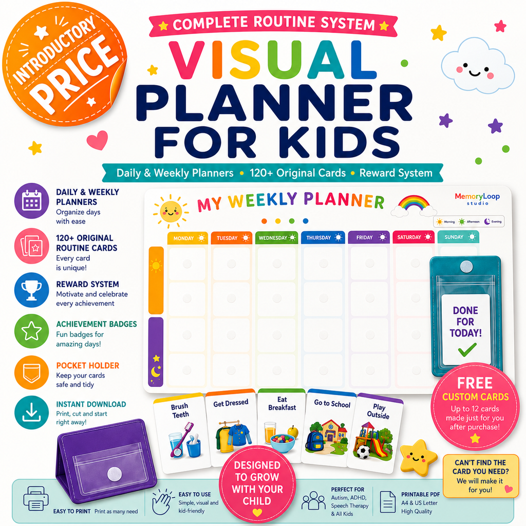 Visual Routine Planner for Kids | Printable Daily & Weekly Schedule | Autism & ADHD Support