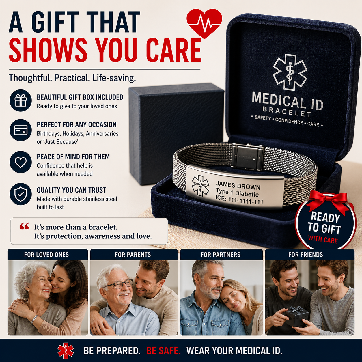 Personalized Medical Alert ID Bracelet