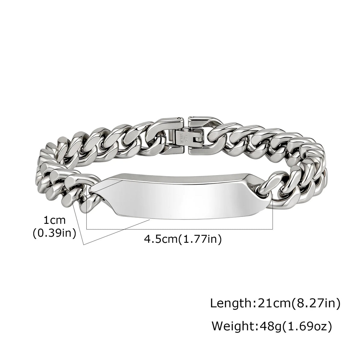 Vnox Free Custom Engraved Name ID Bracelet for Men, Stainless Steel Cuban Link Chain Personalized Wristband Jewelry Gift
