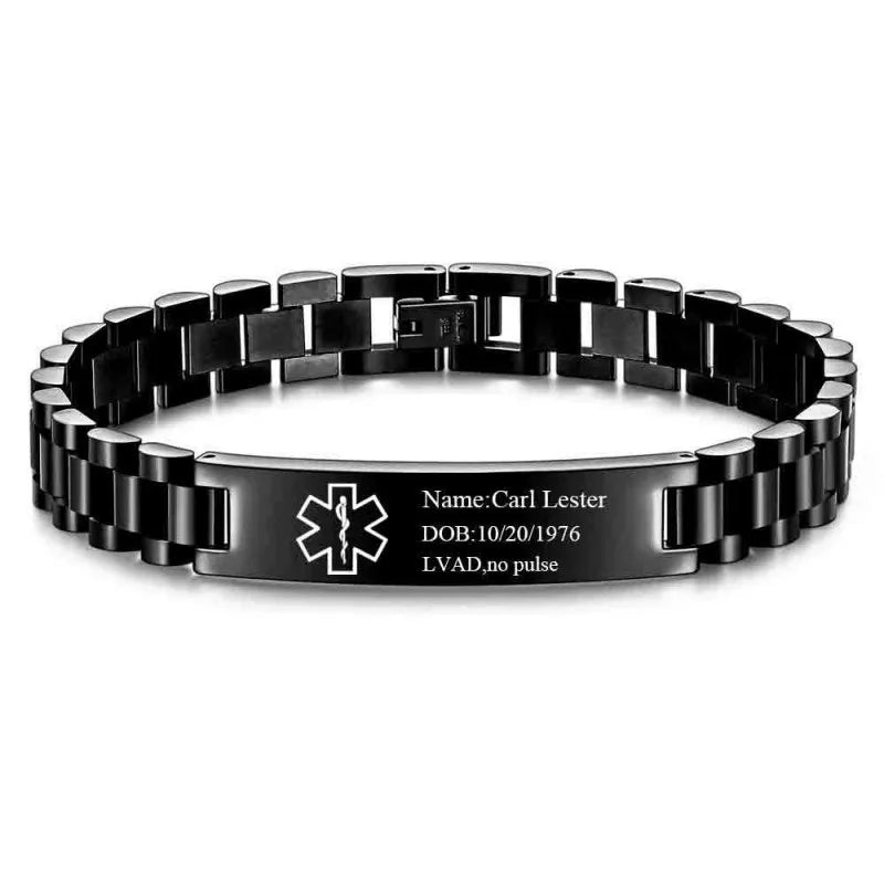 Personalized Emergency Bracelets for Women Men Custom Engraved Medical Alert Information Stainless Steel Medical ID Bracelets