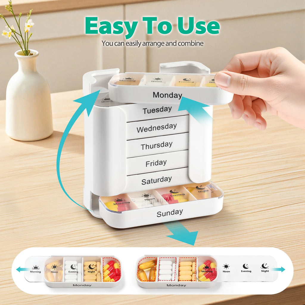 CareKeeper 7-Day Pill Organizer – Weekly Medication Box with Daily Compartments