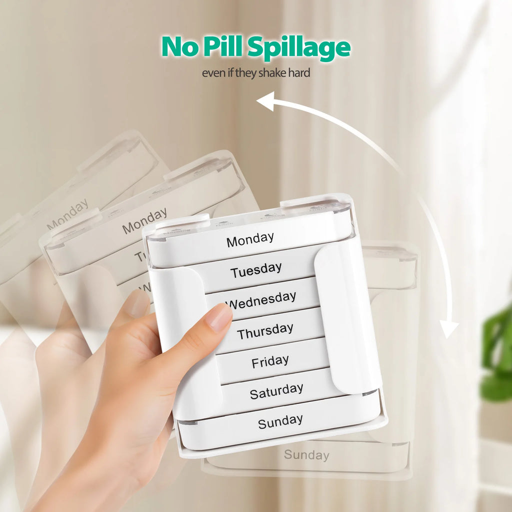 CareKeeper 7-Day Pill Organizer – Weekly Medication Box with Daily Compartments