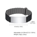 Dark gray medical ID bracelet with silver engraved identification plate