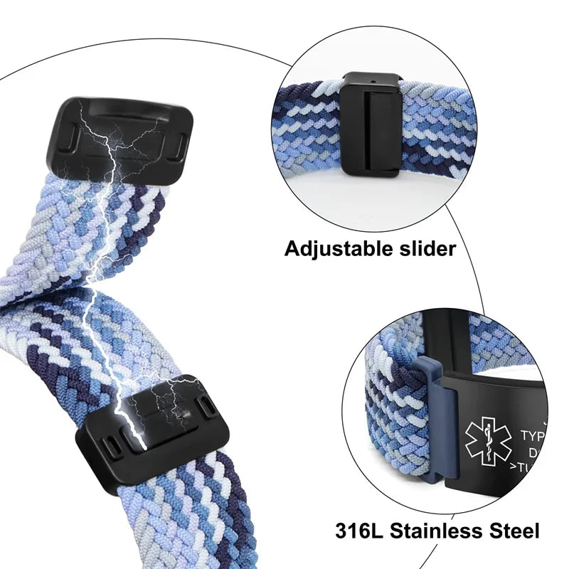 Personalized Medical ID Bracelet – Custom Engraved Braided Emergency Bracelet