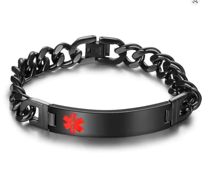 Men’s Personalized Medical ID Bracelet – Custom Engraved Stainless Steel Medical Alert Bracelet
