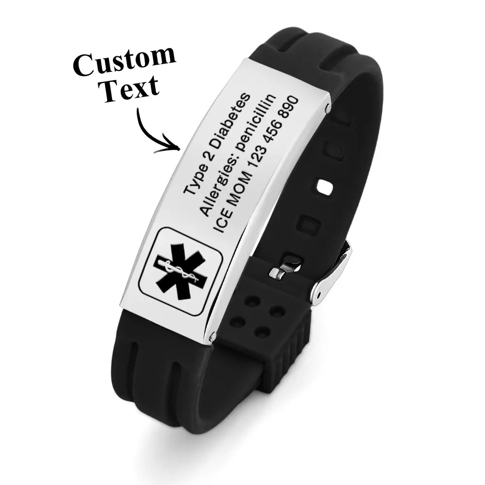 Kids Autism Medical ID Bracelet | Personalized Medical Alert Bracelet | Custom Engraved Silicone ID Wristband
