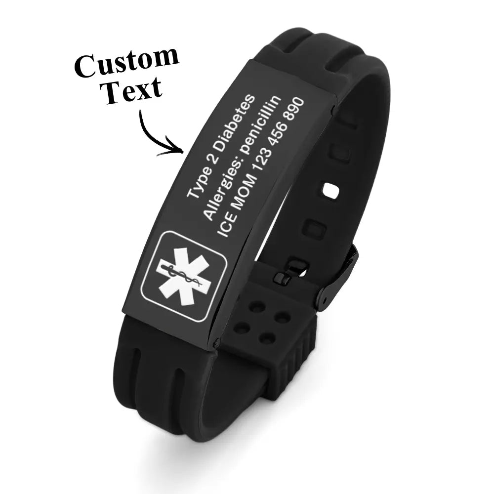 Kids Autism Medical ID Bracelet | Personalized Medical Alert Bracelet | Custom Engraved Silicone ID Wristband