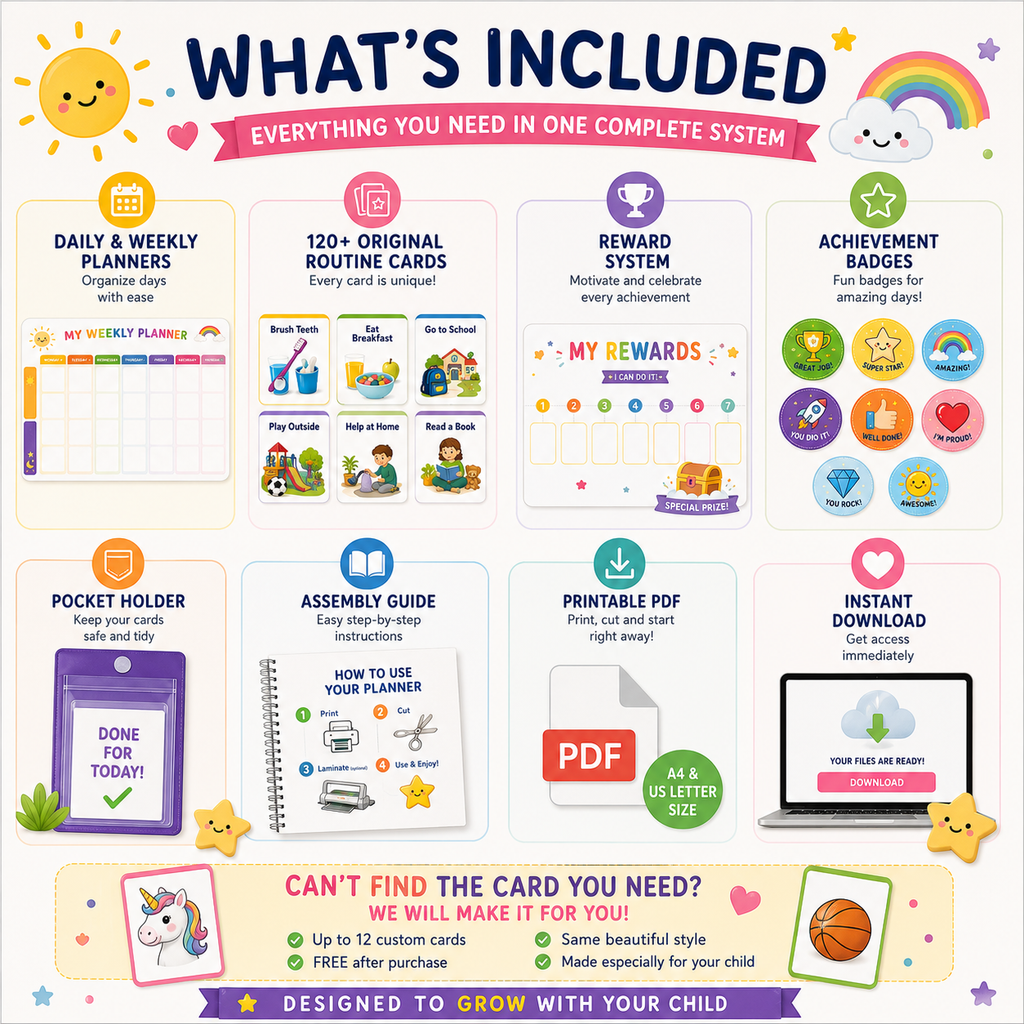 Visual Routine Planner for Kids | Printable Daily & Weekly Schedule | Autism & ADHD Support