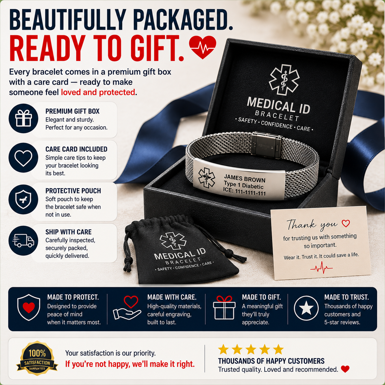 Personalized Medical Alert ID Bracelet