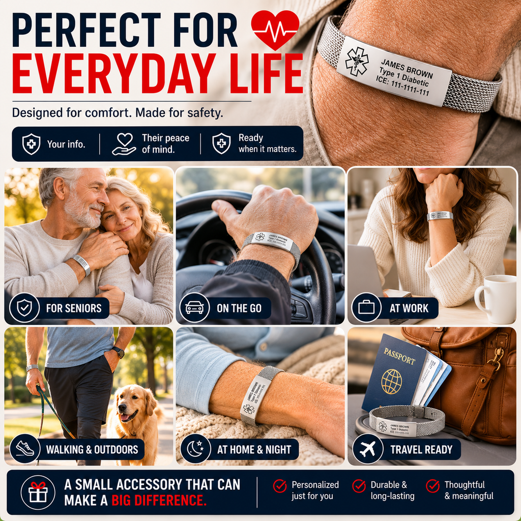 Personalized Medical Alert ID Bracelet