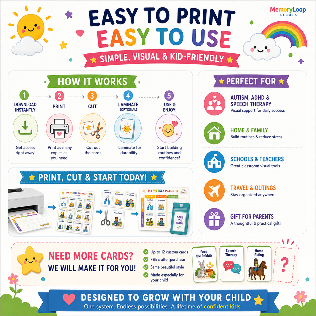Visual Routine Planner for Kids | Printable Daily & Weekly Schedule | Autism & ADHD Support