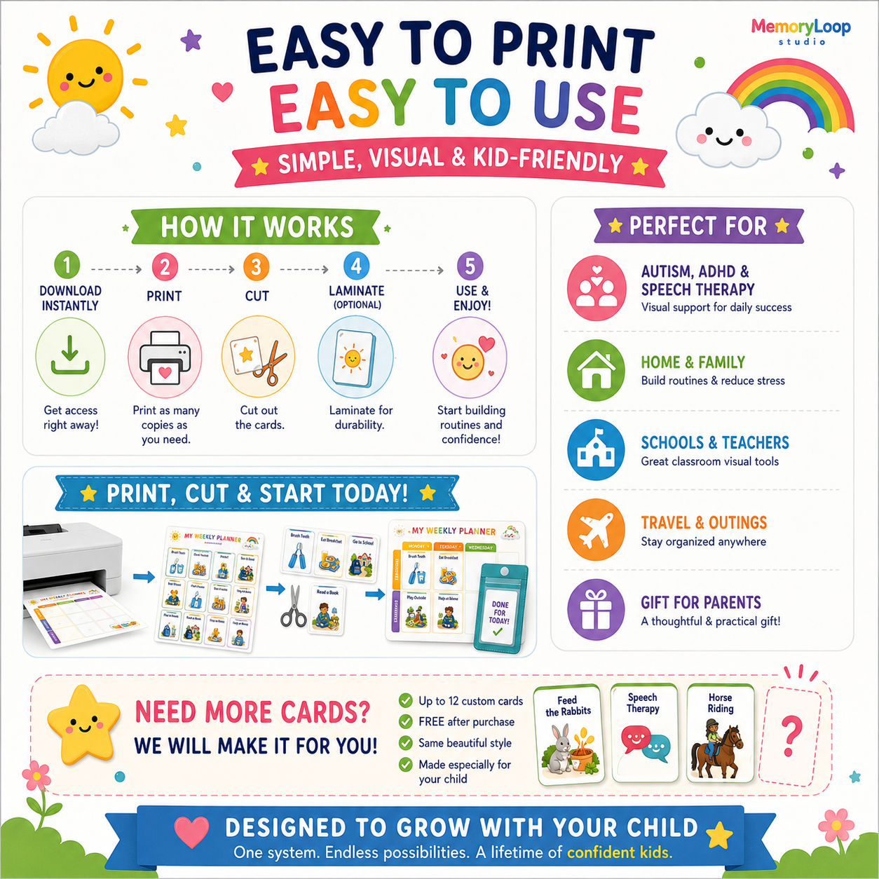 Visual Routine Planner for Kids | Printable Daily & Weekly Schedule | Autism & ADHD Support